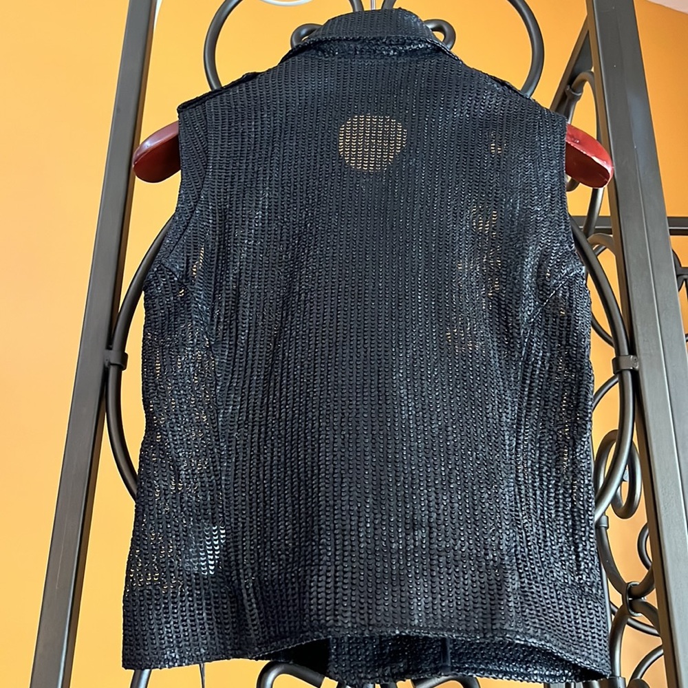 RtA DENIM Lamb Black Biker Vest - Picture 6 of 9